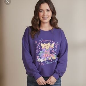 Jerzees Vintage Bear‎ Happy and u know it say Amen GrannyCore Sweatshirt Size L